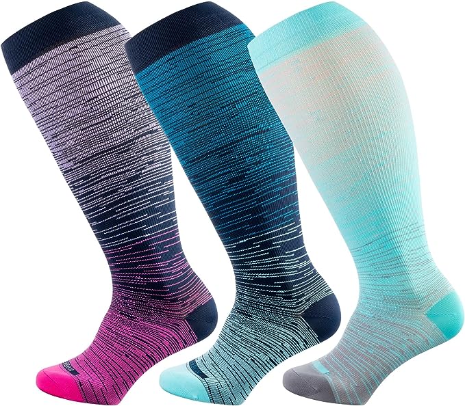 Wide Calf Compression Socks for Women &amp; Men Extra Large Size Support Socks for Nurses Running Pregnant Travel, 15-20 mmHg