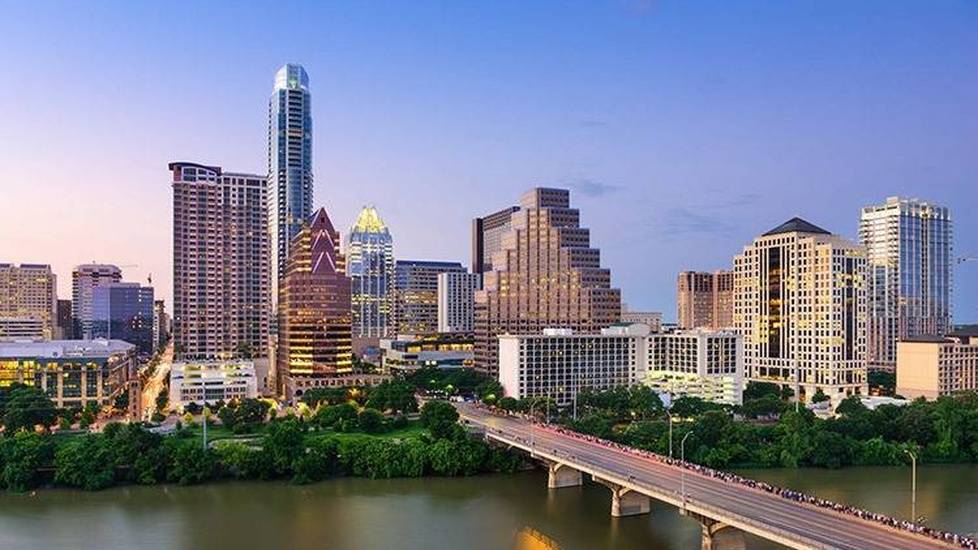 City skyline of downtown city in Texas