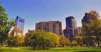Downtown Boston during the spring