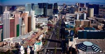 Ariel view of the Las Vegas strip in Nevada