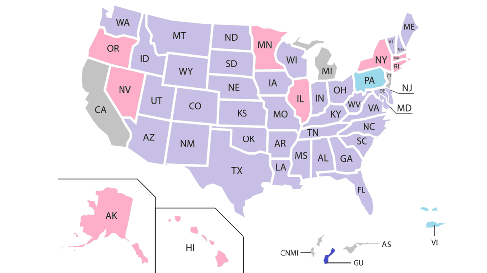Map of nursing compact states